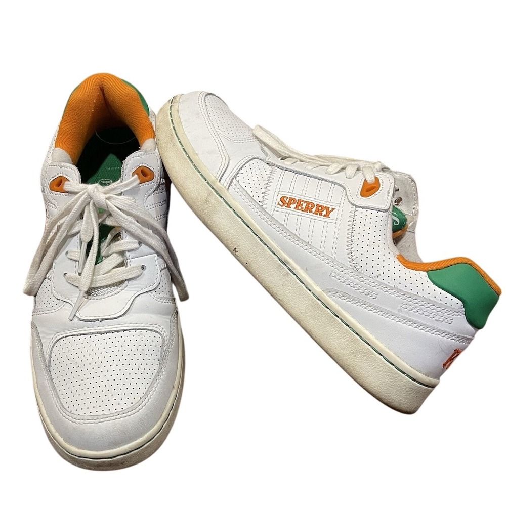 Sperry X Rowing Blazers Cloud Cup Orange Green White Tennis Shoes Sneaker Mens 8